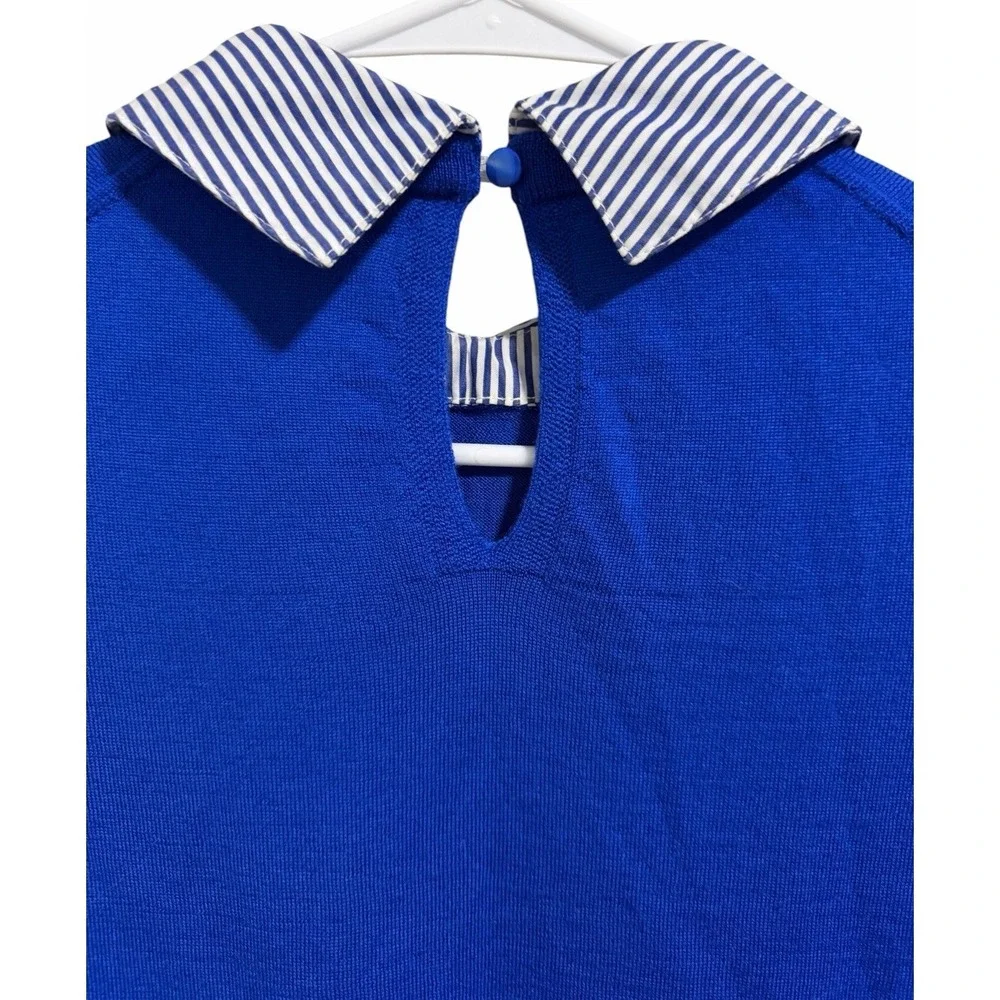J. Crew Carolyn Collared Fitted Merino Wool Sweater Cobalt Blue Women's Size XS